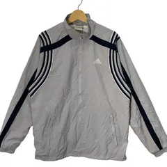 adidas/アディダス ナイロンジャケット スリーライン ライトアウター ジャケット ワンポイント刺繡 オーバーサイズ ビックシルエット CHINA製 Mサイズ グレー