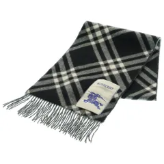 BURBERRY (バーバリー) マフラー カシミア チェック ブラック×ホワイト