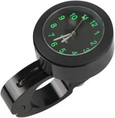 Ryubof バイク用 時計 防水 夜光 アナログ 22mm ハンドルバー 自転車 オートバイ 取付簡単 耐衝撃 省スペース コンパクト 時計盤 ボタン電池付 アルミ合金製 時刻確認 通勤 ツーリング サイクル用 (ブラック)