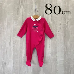 ap11443 OBAiBi オバイビ BABY ベビー カバーオール 80 18M 80cm ピンク イチゴ 花柄 襟付き スナップボタン 綿100％ 通気性 吸水性 着せやすい 長袖 秋冬 18ヶ月 OBAÏBI