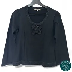 カットソー　NATURALBEAUTYBASIC　ナチュラルビューティーベーシック　長袖　レディース　Mサイズ　ネイビー　リボン