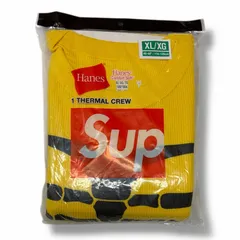 未使用 Supreme  × Hans Bones Thermal Crew ボーンサーマルクルーネックTシャツ 長袖 カットソー コラボ  シュプリーム  × ヘインズ イエロー XL （2764M）