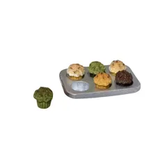 ミニチュア カップケーキ＆ベーキングトレイ 7点セット ドールハウス小物 インテリア雑貨 食玩風 ディスプレイ用 スイーツ