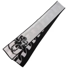 新品同様 シャネル スカーフ ショール ドット チェーン ライオン シルク ブラック 黒 ストール 1567 CHANEL