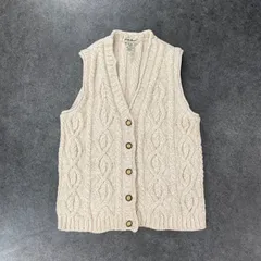 90s 00s Vintage Eddie Bauer Fisherman Cable Knit Vest エディーバウアー フィッシャッーマン ケーブル ニット セーター ベスト Vネック コットン ヴィンテージ ビンテージ レディース