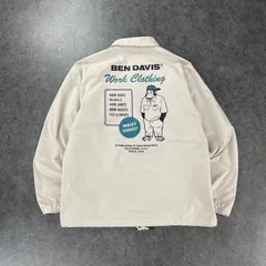 BEN DAVIS ベンデイビス バックプリント コーチジャケット ブルゾン スナップボタン 両面プリント オフホワイト メンズ L G-1380002