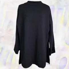 earth music&ecology　アース ミュージックアンドエコロジー　ニット　ブラック　レディース　チュニック　ロング　セーター　袖折り返し