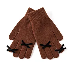 【人気商品】リボン付き レディース 防寒保温 防寒グローブ 防風 ニット手袋 高い伸縮性 柔らかい おしゃれ フリース 暖かい プレゼント [Laisve] 自転車 通勤 通学 秋冬 かわいい