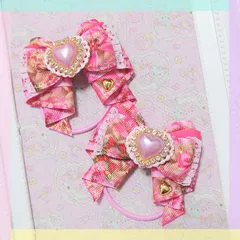 【1568】クリスマスのカノンリボンツインヘアゴム【2個セット】