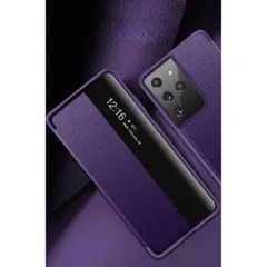 【在庫セール】Galaxy S21 Ultra 透明 側面視窓 定番ライチ柄PUレザー 薄型 可愛い 面白い おしゃれ キャラクター 手帳型 カバー 携帯電話 スタンド機能 ケース ワイヤレス充電 磁気 かわいい 落下防止 スマホ 全面保護 レンズ保護 マグネ