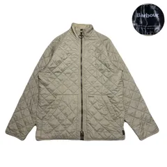 Barbour バブアー QuiltedJacket キルティングジャケット EmbroideredLogo 刺繍ロゴ MeshLining 裏地メッシュ ZipUp ジップアップ イングランド製 Beige ベージュ L相当