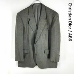 クリスチャンディオール ヴィンテージ テーラードジャケット ウール生地 チェック AB6サイズ 厚め 大きいサイズ メンズ