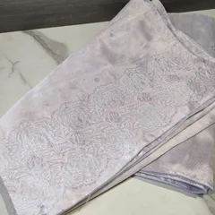 5【美品】帯 単衣帯 夏帯 刺繍 本場 薄 ピンク パープル  年代物 アンティーク Vintage 和装 着物 浴衣 和服 骨董 リメイク 昭和 レトロ 婦人服  一点物 JAPAN 日本 織物 オーガンジー レース 透け感 和装 和服