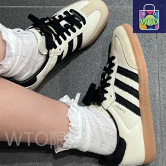 ィダス オリジナルス ウィメンズ サンバ OG クリームホワイト/コアブラック/サンドストレータカジュアルシューズ