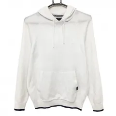 【美品】キャロウェイ ニットパーカー 白×ネイビー ロゴ刺しゅう セーター メンズ M ゴルフウェア Callaway