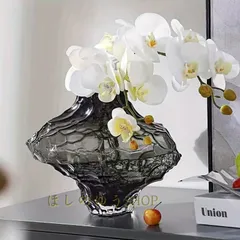 花瓶 フラワーベース 花器 ガラス 花びん 花器 アート おしゃれ モダン ブラック クリア 観葉植物 生花 玄関 リビング 高級感 4-7