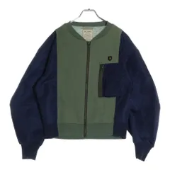 BLANC (ブランク) 異素材切替 ジップアップ フライトジャケット グリーン/ネイビー BB11-904