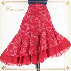 社交ダンス 衣装 スタンダード スカート レッスンウェア レディース オールシーズン U:NA ユーナ 赤 レッド系 花柄 派手 華やか 目立つ 素材 ポリエステル シンプル スタイリッシュ フェミニン コーディネート 踊りやすい イベント おしゃれ