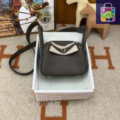 エルメス mini lindy clemence レディース ピューター グレー シルバー バックル クロスボディ バッグ|本日限定特価|新品未使用