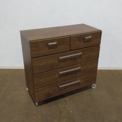 Unico コレクションチェスト ブレス チーク材 ガラス天板 横85cm