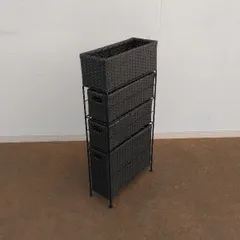 ランドリーチェスト ブラウン ラタン風ランドリラック スリム サニタリーチェスト中古