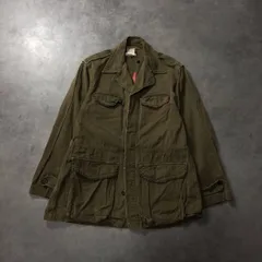 GQ4141◇フランス軍 : ヴィンテージ M47 リメイクジャケット◇22◇オリーブ系 ヘリンボーン フレンチミリタリー Broのサムネイル