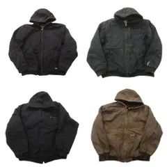 古着卸 まとめ売り アクティブ型 ダック地 ジャケット 4枚セット (メンズ XL ) ペインティング ワーク フーディー 中古 古着 NC6758