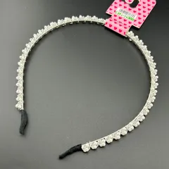 【新品】ネコポス◆ヘアアクセサリー カチューシャ ビーズ ホワイト×透明×ゴールド 可愛い 女の子 レディース 細め◆