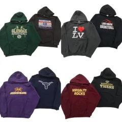 古着卸 まとめ売り カラー パーカー スウェット 8枚セット (メンズ M ) チームロゴ 英文字 フーディー カレッジ風 中古 古着 NC6901