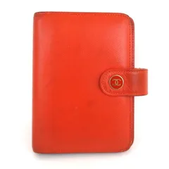 CHANEL シャネル 6穴式 レザー システム手帳カバー アジェンダ オレンジ  rk9908