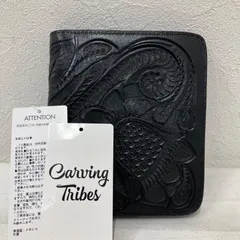 AP58　CARVING TRIBES　カービングトライブス　グレースコンチネンタル　トラベルウォレット　Travel Wallet　パスポートケース　マルチケース　財布　カードケース　小銭入れ　ブラック　黒　レザー　型押しレザー　花柄　牛革　レディース