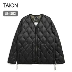 【新品】TAION タイオン ミリタリーVネックWジップダウンジャケット ユニセックス TAION-101ALSZML-1 ブラック