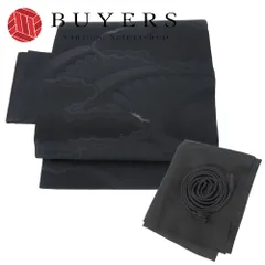 【中古】 名古屋帯 帯揚げ・帯締め 3点セット 正絹(金銀糸除く) 化学繊維 ブラック 名古屋仕立て 平組紐 喪服用 和装 呉服 和服 きもの レディース 女性