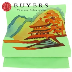 【中古】 名古屋帯 正絹(金銀糸除く) グリーン 風景柄 お洒落 和装 呉服 和服 きもの レディース 女性