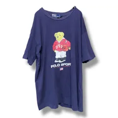 Polp by Ralph Lauren ポロバイラルフローレン 90s ナイガイ製 ポロスポーツ ロゴ ポロベア プリント Tシャツ 半袖 トップス プルオーバー メンズ サイズL ネイビー 夏 ゴーゴー古着マルイ北千住店 35 No.久K890Y