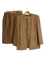 Z1600DAKS ダックス　セットアップ　ノーカラージャケット&スカート　ウール　ブラウン　レディース　サイズ11