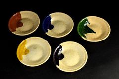 希少品 魯山人写 美食道楽 和食器揃え 祥山 色絵銀彩糸巻文四方皿5枚