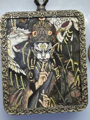 超綺麗不思議な緑夜光丸玉 10cm回転可能な木製の台座付き2075-3/4