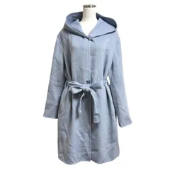 処分品 ユニクロ ダブルフェイスフーデットコート　カシミヤタッチ　春コート Sサイズ ライトブルー  きれいめ シンプル おしゃれ レディース ウールコート ウエストリボン フード付きコート