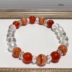 8月誕生石サードオニキス✖️カーネリアン✖️水晶のハーモニー　人間関係良好　夫婦円満　夫婦和合　幸運を呼ぶ　生命力　浄化　魔除　祈願達成　勇気　勝利　サイズ変更対応