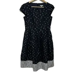 TO BE CHIC(トゥービーシック) ワンピース サイズ40 M レディース - 黒×ライトグレー 半袖/ひざ丈/ドット柄