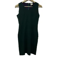 Sybilla(シビラ) ワンピース サイズM レディース - ダークグリーン Vネック/ノースリーブ/ひざ丈