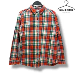 UNIQLO／ユニクロ／チェック／シャツ／長袖／襟付き／トップス／オレンジ／XL