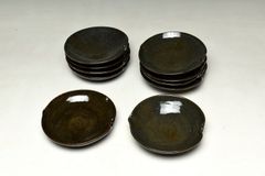 ○三清軒 古銅 零梅金銀象嵌雪月花 茶托 五客 時代古玩 唐金 本歌 内山