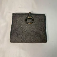 GUCCI 二つ折り財布 GG柄 ブラックキャンバス Wホック