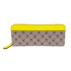 PATRICK COX パトリックコックス ラウンドファスナー長財布  百合紋/ジャバラ/PVC/    ベージュ×イエロー レディース / 240001171374