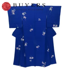 【中古】 訪問着・付下 正絹 ネイビー 手描き 和装 呉服 和服 きもの レディース 女性