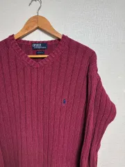 ヴィンテージ ポロ Vネック ニット ヴィンテージ レッド M