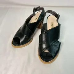 DIANA クロスレザーサンダル 22cm 黒 約8cmヒール バックストラップ