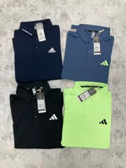 新品未使用 adidas アディダス メンズ ゴルフウェア Tシャツ ゴルフシャツ メンズ スリーストライプス 半袖ストレッチボタンダウンシャツ Mサイズ 黒 紺 黄緑 4点まとめ売り 24SS 春夏